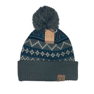 CC Snow Flake Grey Pattern Knit Hat